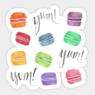 Yum! Rainbow Macarons Watercolor Illustration Sticker